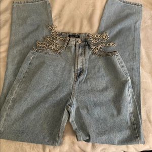 straight leg chain jeans